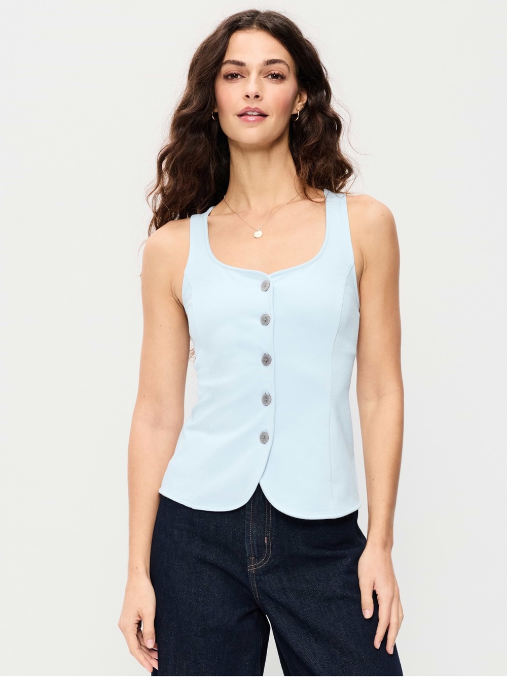 Old Navy Light Black Button-Front Tank